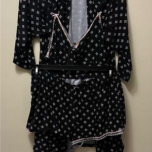 Rene Rofe Black and Pink Pajama Set